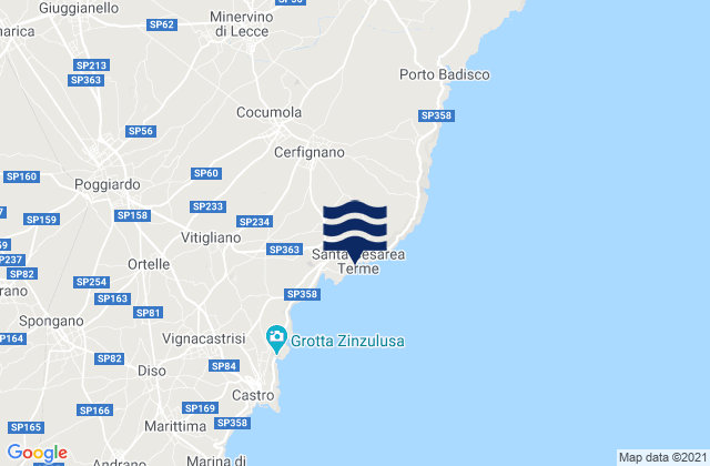 Cerfignano, Italyの潮見表地図