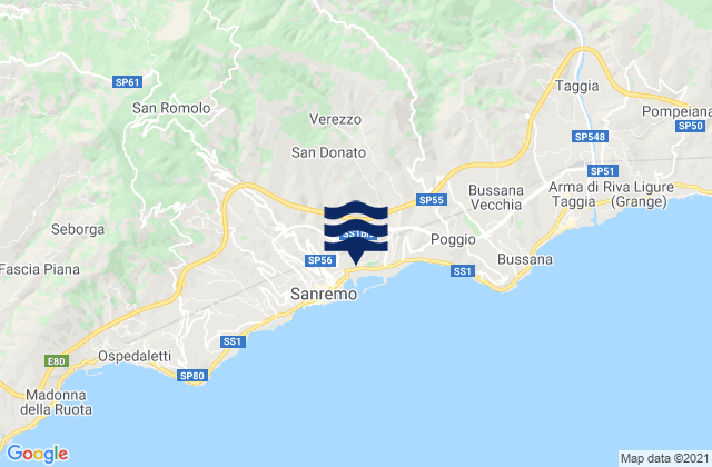 Ceriana, Italyの潮見表地図