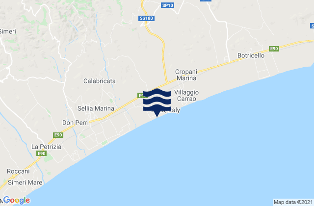 Cerva, Italyの潮見表地図