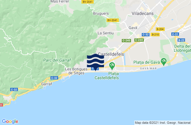Cervelló, Spainの潮見表地図