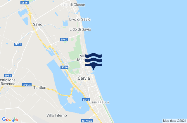 Cervia, Italyの潮見表地図