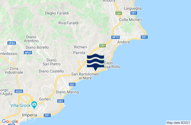 Cervo, Italyの潮見表地図
