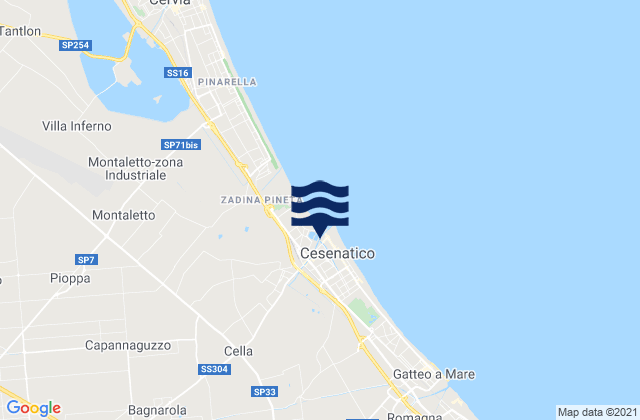 Cesenatico, Italyの潮見表地図