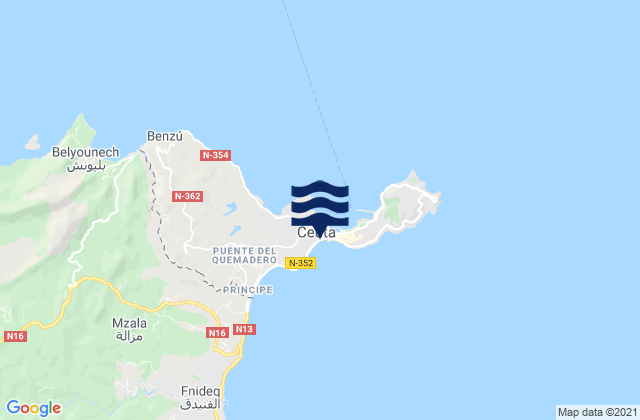 Ceuta, Spainの潮見表地図