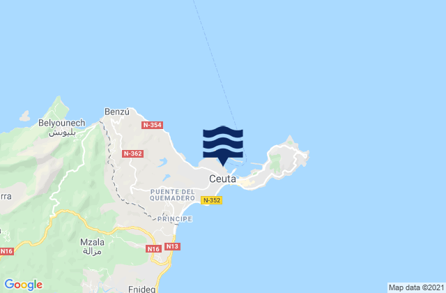 Ceuta Port, Spainの潮見表地図