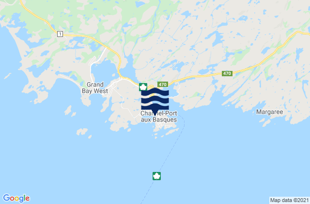 Channel-Port aux Basques, Canadaの潮見表地図