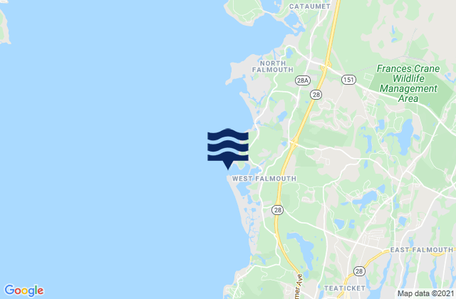 Chappaquoit Point West Falmouth Harbor, United Statesの潮見表地図