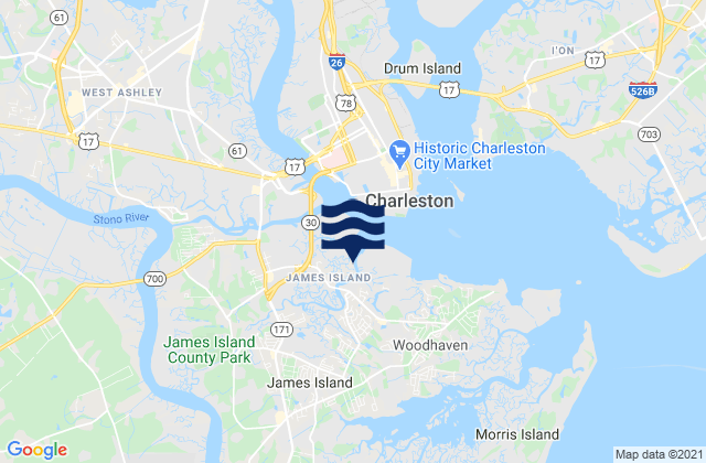 Charleston County, United Statesの潮見表地図