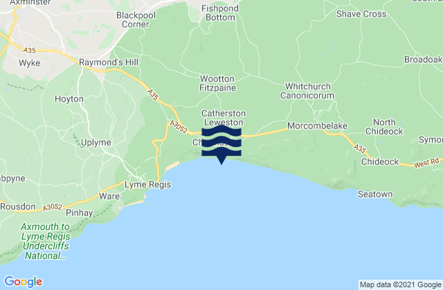 Charmouth Beach, United Kingdomの潮見表地図