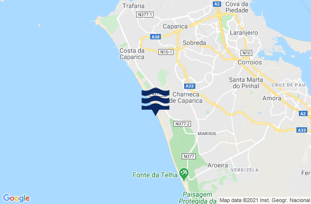 Charneca de Caparica, Portugalの潮見表地図