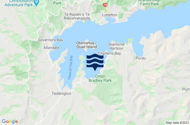 Charteris Bay, New Zealandの潮見表地図