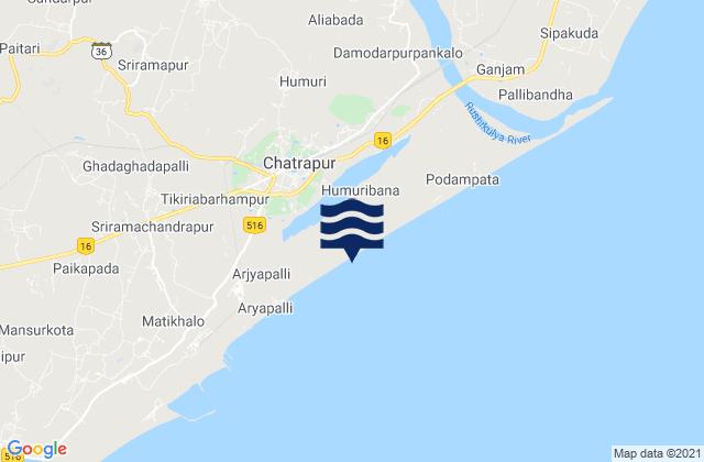 Chatrapur, Indiaの潮見表地図