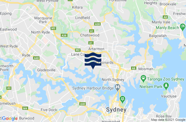 Chatswood, Australiaの潮見表地図