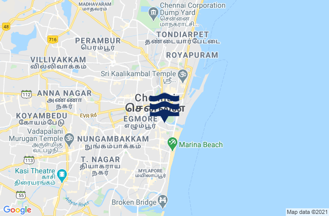 Chennai, Indiaの潮見表地図