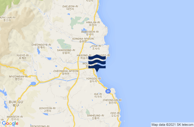Cheongha, South Koreaの潮見表地図