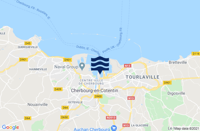Cherbourg-Octeville, Franceの潮見表地図