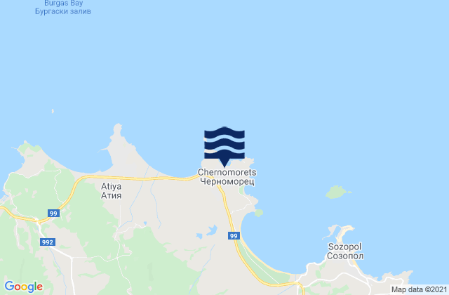 Chernomorets, Bulgariaの潮見表地図