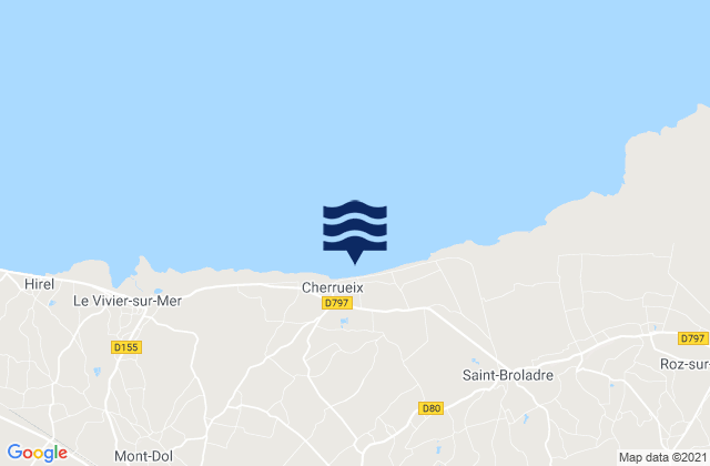 Cherrueix, Franceの潮見表地図