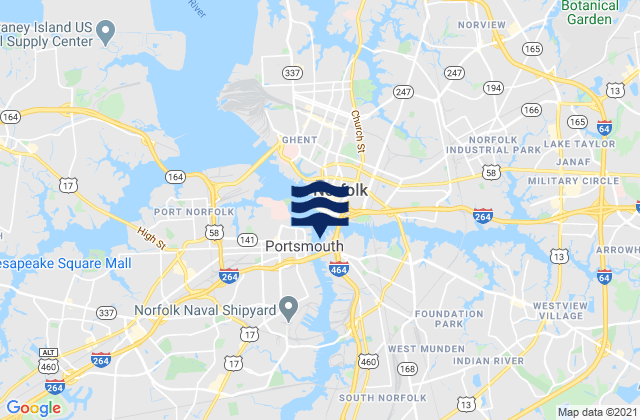 Chesapeake Southern Branch, United Statesの潮見表地図