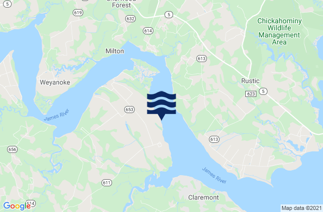 Chester James River, United Statesの潮見表地図