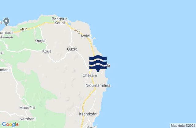 Chezani, Comorosの潮見表地図
