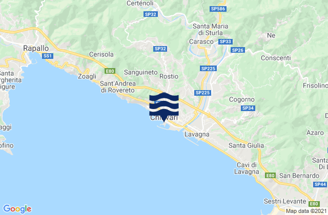 Chiavari, Italyの潮見表地図