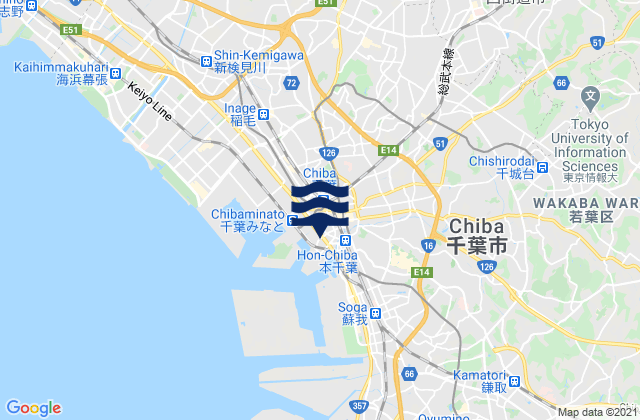 Chiba-ken, Japanの潮見表地図