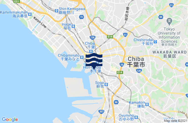 Chiba-shi, Japanの潮見表地図