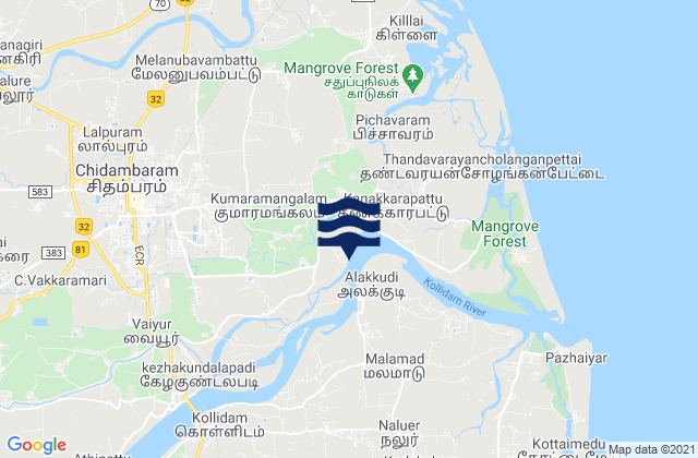 Chidambaram, Indiaの潮見表地図