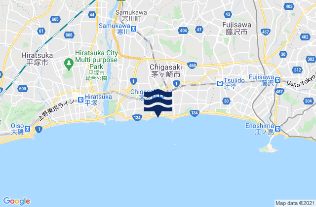 Chigasaki, Japanの潮見表地図