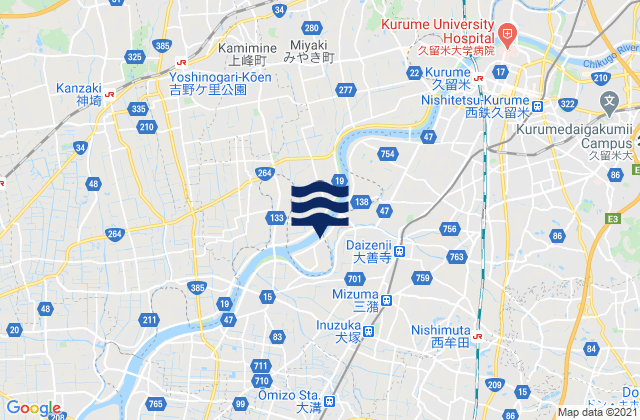 Chikugo Shi, Japanの潮見表地図