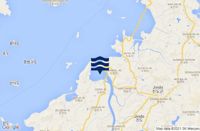 Chin-do, South Koreaの潮見表地図