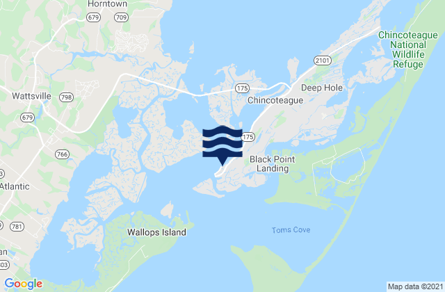 Chincoteague Channel (south End), United Statesの潮見表地図