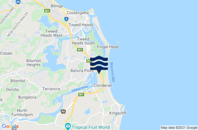 Chinderah, Australiaの潮見表地図