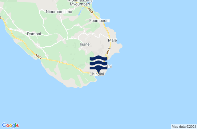 Chindini, Comorosの潮見表地図