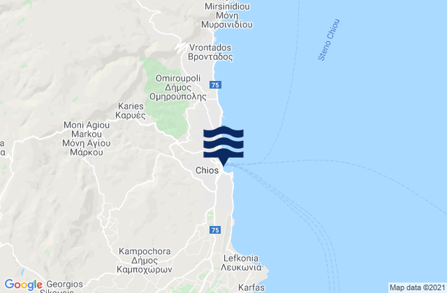 Chios, Greeceの潮見表地図