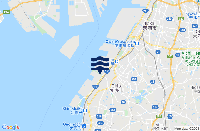 Chita-shi, Japanの潮見表地図