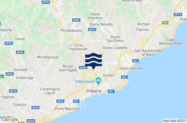 Chiusavecchia, Italyの潮見表地図