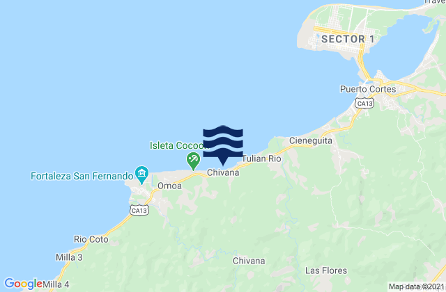 Chivana, Hondurasの潮見表地図