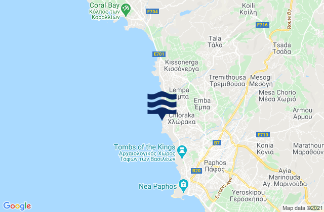 Chlórakas, Cyprusの潮見表地図
