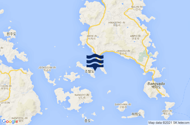 Chobal-to Yoja-man, South Koreaの潮見表地図