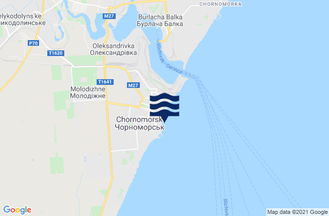 Chornomors’k, Ukraineの潮見表地図