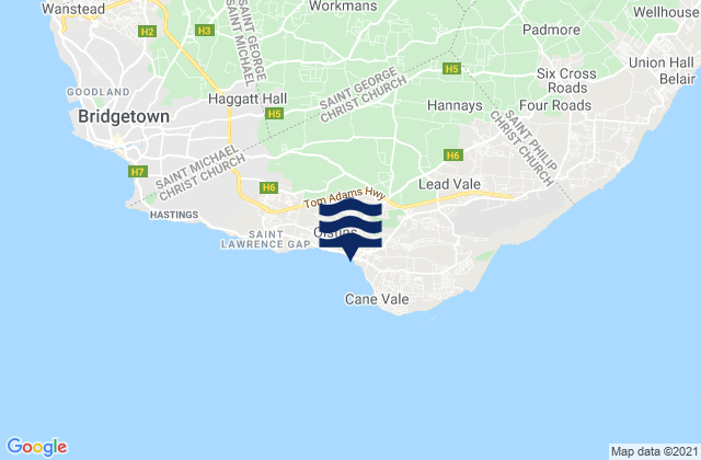 Christ Church, Barbadosの潮見表地図