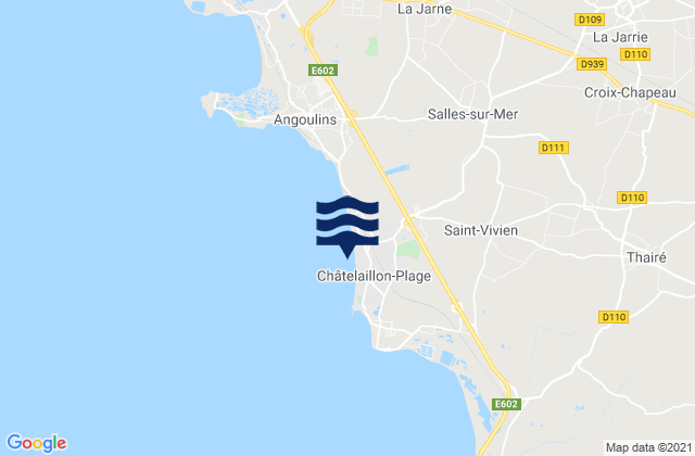 Châtelaillon-Plage, Franceの潮見表地図