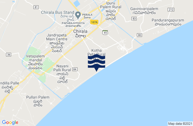 Chīrāla, Indiaの潮見表地図