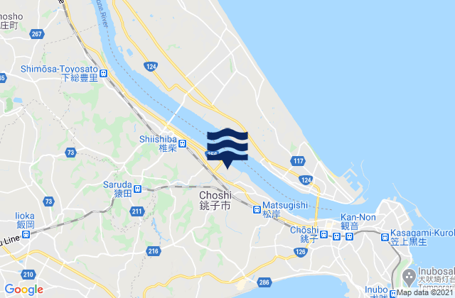 Chōshi-shi, Japanの潮見表地図