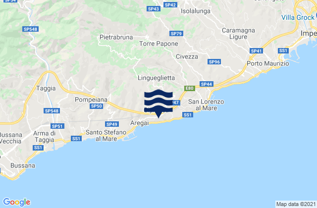 Cipressa, Italyの潮見表地図