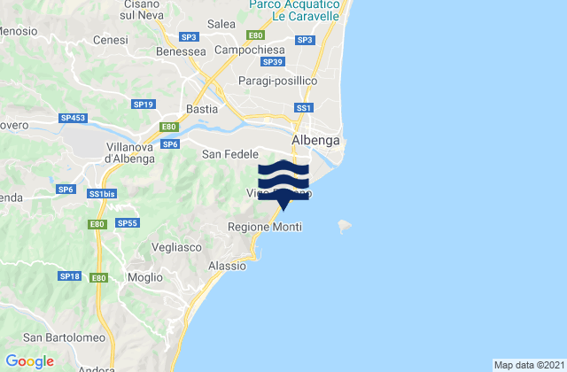 Cisano, Italyの潮見表地図
