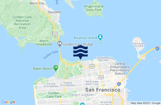City and County of San Francisco, United Statesの潮見表地図