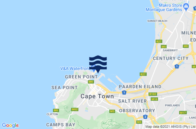 City of Cape Town, South Africaの潮見表地図